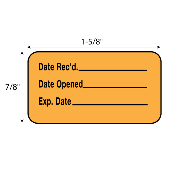 Nevs Date Recd __ Date Opened ____Exp Date ____ 7/8"x1-5/8" Mustardw/black L-0979M